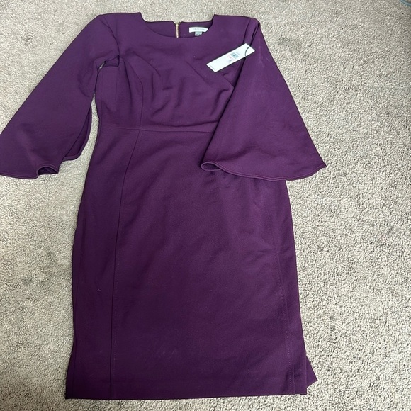 Calvin Klein plum career dress with flutter sleeves - Picture 2 of 6